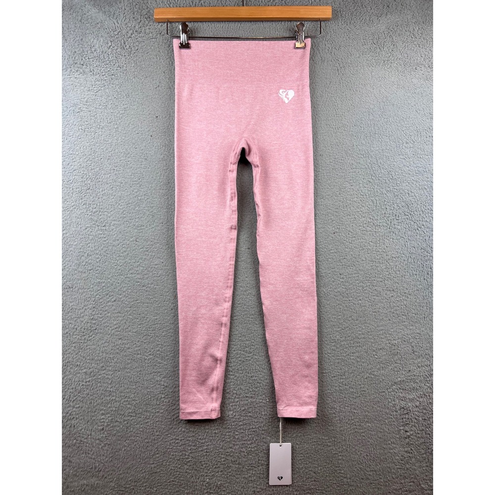 New WOMENS‎ BEST Seamless Leggings Pink Textured High Waist Activewear Size S